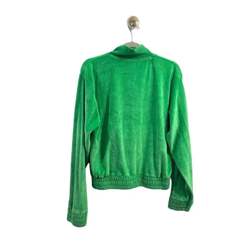 Iets Frans x Urban Outfitters Velour Jacket Woman Sz Medium Green Elastic Cuffs
